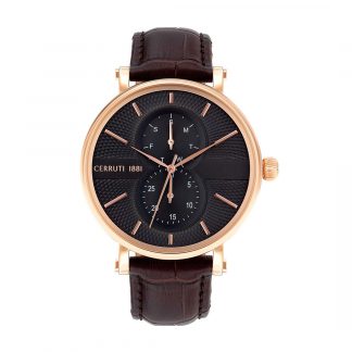 Cerruti 1881 Analog Scorrano Watch With Grey Dial And Brown Leather