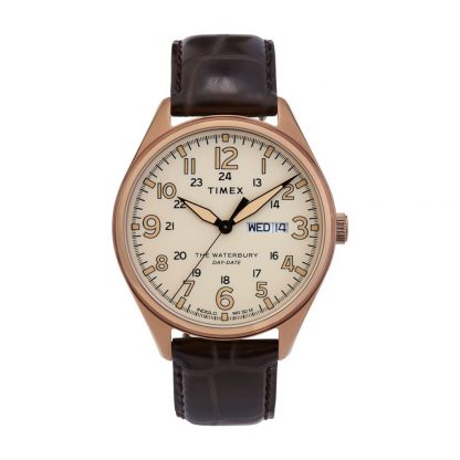 Waterbury traditional day date 42mm leather strap on sale watch