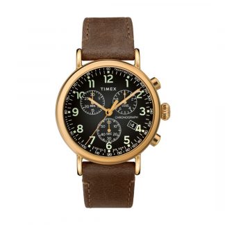 Timex® Standard Chronograph 41mm Leather Strap Watch
